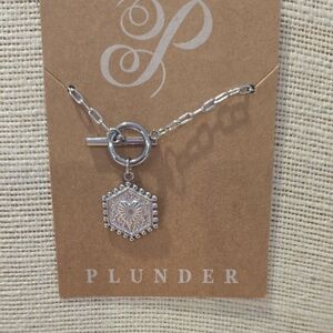Plunder Silver Hexagon Charm Necklace